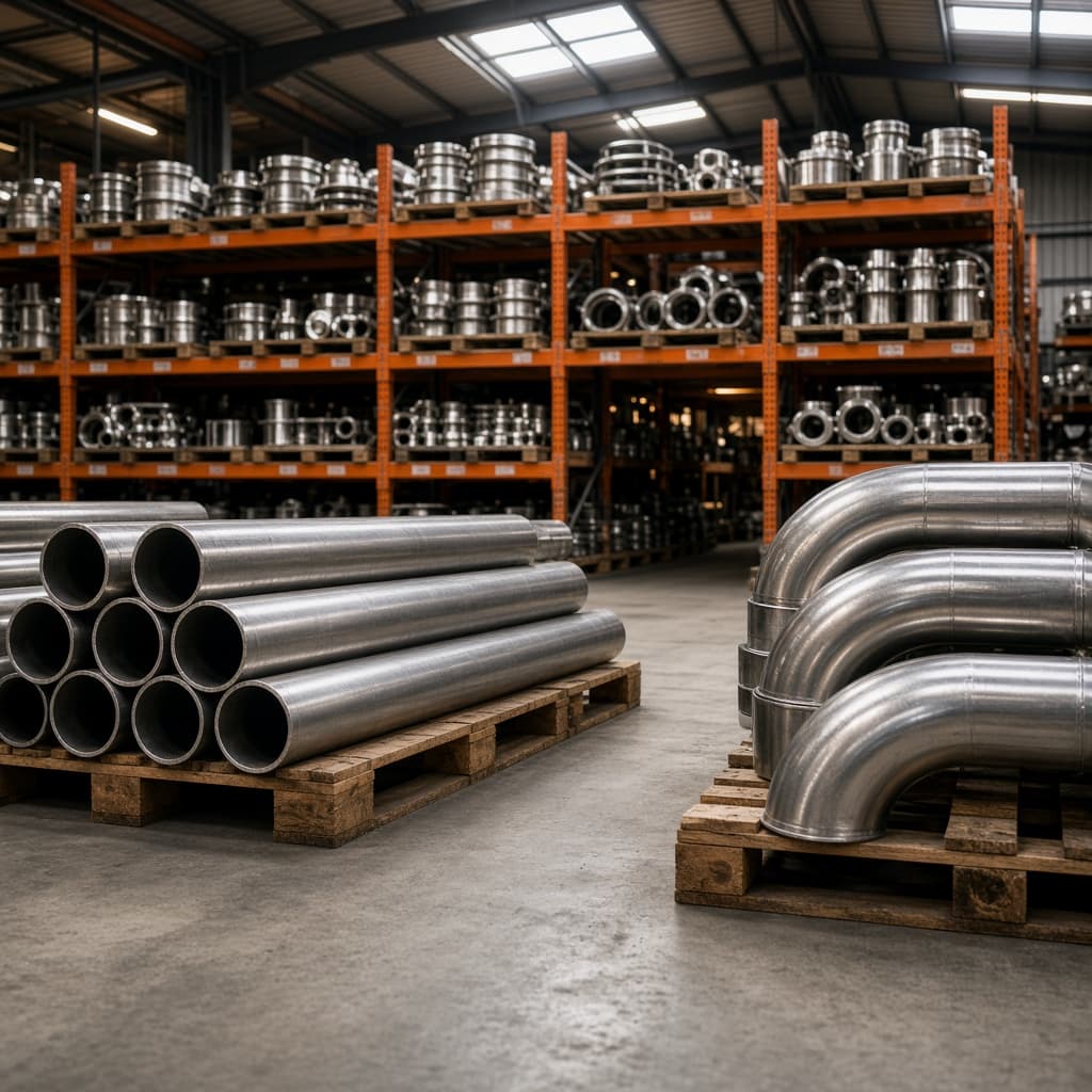 Stainless steel pipe fittings and industrial metal stock